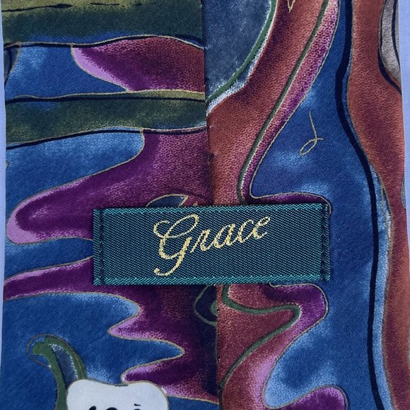 Beautiful Grace Newburger 100% silk men's neck tie Rhine Maidens 56x4 USA - Picture 4 of 4